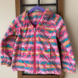 Columbia Pink and Teal Patterned Fleece Jacket